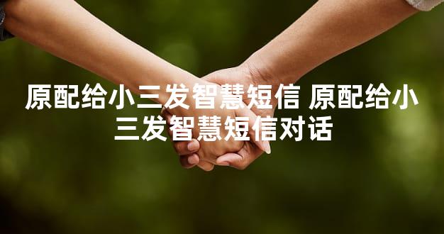 原配给小三发智慧短信 原配给小三发智慧短信对话